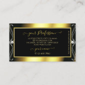 ラグジュアリー華美ブラック金ゴールドスパークルジュエリー、ロゴ付き 名刺 (裏面)