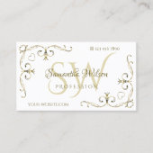 ラグジュアリー華美金ゴールドコーナーオンプレーンホワイトイニシャル 名刺 (正面)