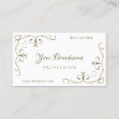 ラグジュアリー華美金ゴールドコーナーオンプレーンホワイトエレガント 名刺 (正面)