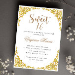 ラグジュアリー華美金ゴールドホワイトSweet sixteen16誕生日 招待状<br><div class="desc">ラグジュアリー華美金ゴールドホワイトSweet sixteen16誕生日</div>