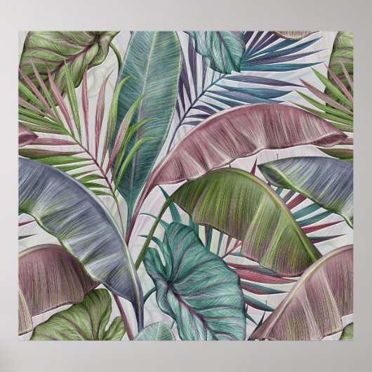 ラグジュアリー葉なトロピカル：パステルシームレス。 ポスター (正面)
