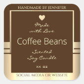 ラグジュアリー製品パッケージラベルDark Brown & 金ゴールド スクエアシール (正面)