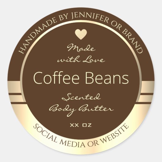 ラグジュアリー製品パッケージラベルDark Brown & 金ゴールド ラウンドシール (正面)