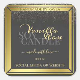 ラグジュアリー製品パッケージングラベルDark Gray and金ゴールド スクエアシール