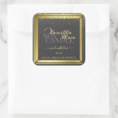 ラグジュアリー製品パッケージングラベルDark Gray and金ゴールド スクエアシール (バッグ)