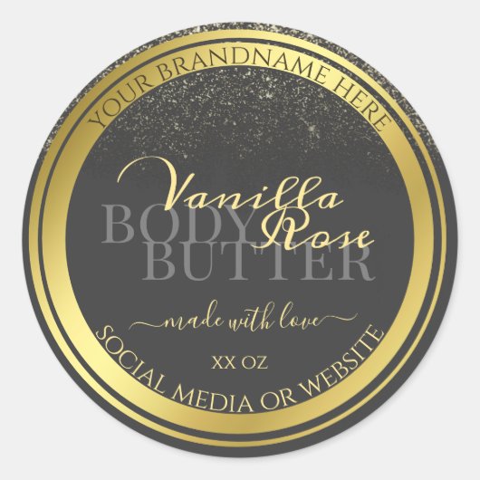 ラグジュアリー製品パッケージングラベルDark Gray and金ゴールド ラウンドシール (正面)