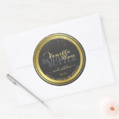 ラグジュアリー製品パッケージングラベルDark Gray and金ゴールド ラウンドシール (封筒)