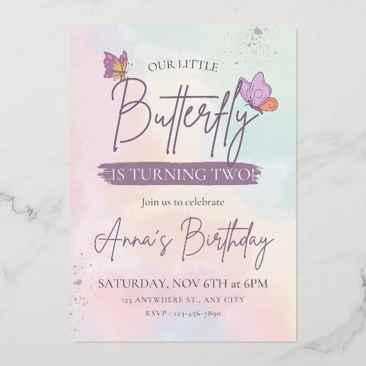 ラグジュアリー誕生日招待状 箔招待状 (正面)