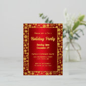 ラグジュアリー赤と金ゴールドエレガントスクリプトフォントフェスティバル 箔招待状ポストカード (立ち正面)