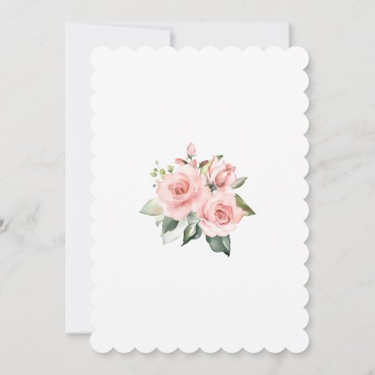 ラグジュアリー赤面ピンクフローラ金ゴールドファーストホーリーコミュニオン 招待状 (裏面)