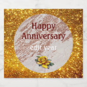 ラグジュアリー赤面ピンクローズグリッターマーブル スパークリングワインラベル (シングルラベル)