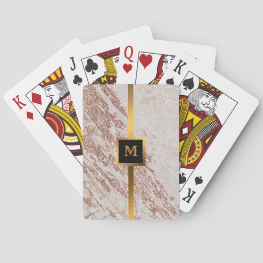 ラグジュアリー赤面ピンクローズグリッターマーブル トランプ (裏面)