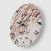 ラグジュアリー赤面ピンクローズグリッターマーブル ラージ壁時計 (傾斜)