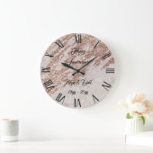 ラグジュアリー赤面ピンクローズグリッターマーブル ラージ壁時計 (ホーム)