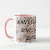 ラグジュアリー赤面ピンクローズグリッター大理石 マグカップ (左)