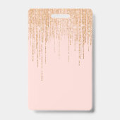 ラグジュアリー赤面ピンク金ゴールドスパークリーグリッターフリンジ バッジ (裏面)