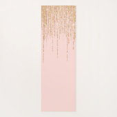 ラグジュアリー赤面ピンク金ゴールドスパークリーグリッターフリンジ ヨガマット (裏面)