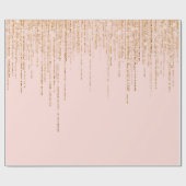 ラグジュアリー赤面ピンク金ゴールドスパークリーグリッターフリンジ ラッピングペーパー (フラット)