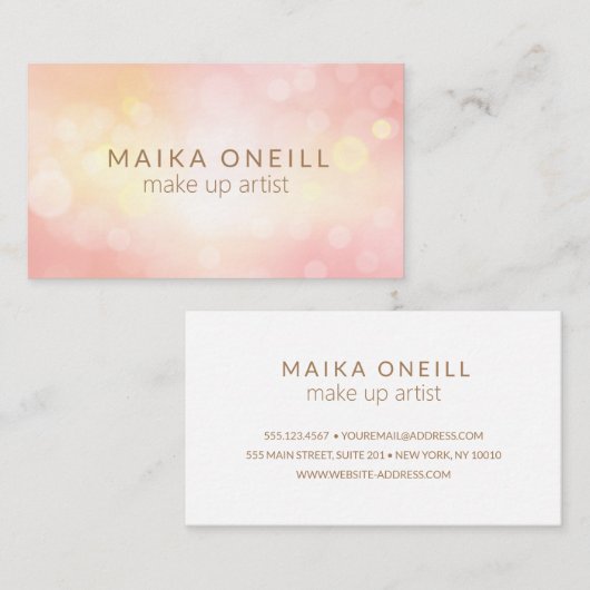 ラグジュアリー赤面ピンク《写真》ぼけ味プロフェッショナルデイスパ 名刺 (正面/裏面)