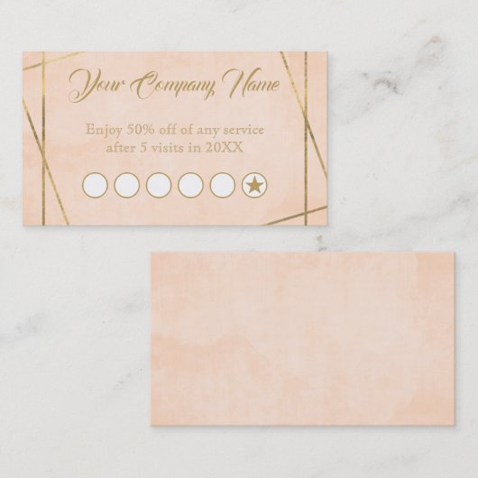 ラグジュアリー赤面ピンク&金ゴールドカスタマーロイヤリティカード ロイヤリティカード (正面/裏面)