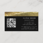 ラグジュアリー金ゴールドきらめくグリッターグラマラーマーブルー 名刺 (裏面)