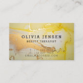 ラグジュアリー金ゴールドきらめくグリッターグラマラーマーブルー 名刺 (正面)