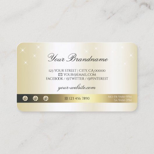 ラグジュアリー金ゴールドきらめくグリッタースターズモノグラム 名刺 (裏面)