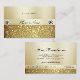 ラグジュアリー金ゴールドきらめくグリッター(ダイヤモンド付モダン) 名刺