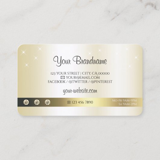 ラグジュアリー金ゴールドきらめくスターズダイヤモンド 名刺 (裏面)