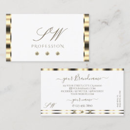 ラグジュアリー金ゴールドきらめくホワイトダイヤモンドイニシャル 名刺