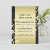 ラグジュアリー金ゴールドさくらんぼブロッサムダマスクウェディング招待状 招待状 (スタンド正面)