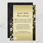 ラグジュアリー金ゴールドさくらんぼブロッサムダマスクウェディング招待状 招待状 (正面/裏面)