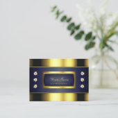 ラグジュアリー金ゴールドとダークブルーのグラデーション（ダイヤモンド） 名刺 (スタンド正面)