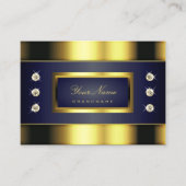 ラグジュアリー金ゴールドとダークブルーのグラデーション（ダイヤモンド） 名刺 (正面)