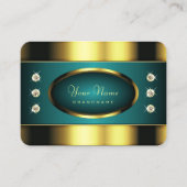 ラグジュアリー金ゴールドとティール（緑がかった色）ウィズダイヤモンドプロフェッショナル 名刺 (正面)