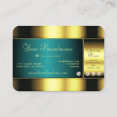 ラグジュアリー金ゴールドとティール(緑がかった色)ウィズダイヤモンドプロフェッショナル 名刺 (裏面)