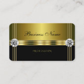 ラグジュアリー金ゴールドとブラックウィズきらめくモンド 名刺 (正面)