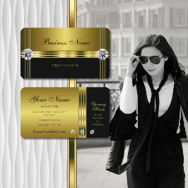 ラグジュアリー金ゴールドとブラックウィズきらめくモンド 名刺