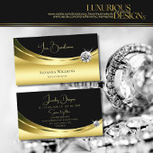 ラグジュアリー金ゴールドとブラックスパークルダイヤモンド付モダンき 名刺