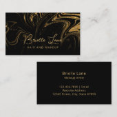 ラグジュアリー金ゴールドとブラックマーブル 名刺 (正面/裏面)