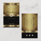 ラグジュアリー金ゴールドとブラックライトニングダイヤモンド 名刺 (正面/裏面)