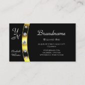ラグジュアリー金ゴールドとラインストーンきらめく付きブラック 名刺 (裏面)