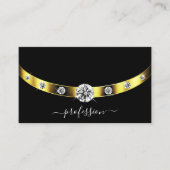 ラグジュアリー金ゴールドとラインストーンきらめく付きブラック 名刺 (正面)