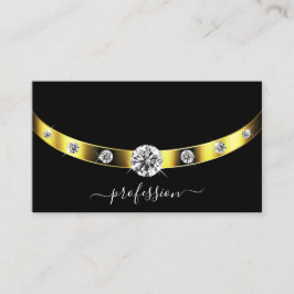 ラグジュアリー金ゴールドとラインストーンきらめく付きブラック 名刺