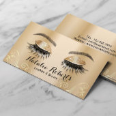 ラグジュアリー金ゴールドまつ毛エクステンションサロンメイクアップアーティスト 名刺