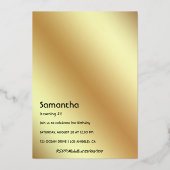 ラグジュアリー金ゴールドアフリカンアメリカン誕生日 箔招待状 (裏面)
