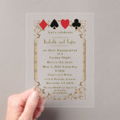 ラグジュアリー金ゴールドアールデコカジノナイト婚約 アクリル招待状 (インサイチュ (ポータブル))