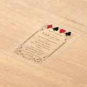 ラグジュアリー金ゴールドアールデコカジノナイト婚約 アクリル招待状 (レイダウン)