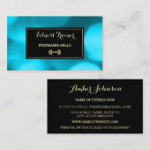 ラグジュアリー金ゴールドウェイトアクアブルー《写真》ぼけ味フィットネストレーナー 名刺 (正面/裏面)