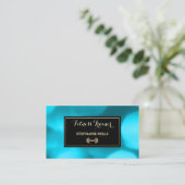 ラグジュアリー金ゴールドウェイトアクアブルー《写真》ぼけ味フィットネストレーナー 名刺 (スタンド正面)